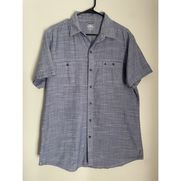 IZOD Men L Saltwater Relaxed Classics Button Down Shirt Short Dockside Chambray - Picture 1 of 9